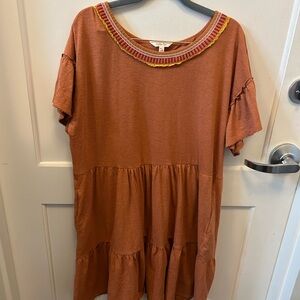 Matilda Jane Rust Dress with Yellow and Red Embroidery